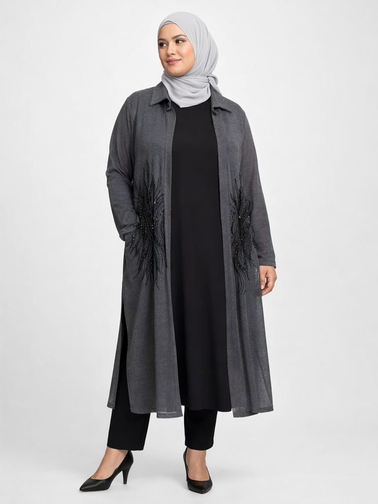 Femina Siyah Fransız Dantel Garnili Abiye Takım