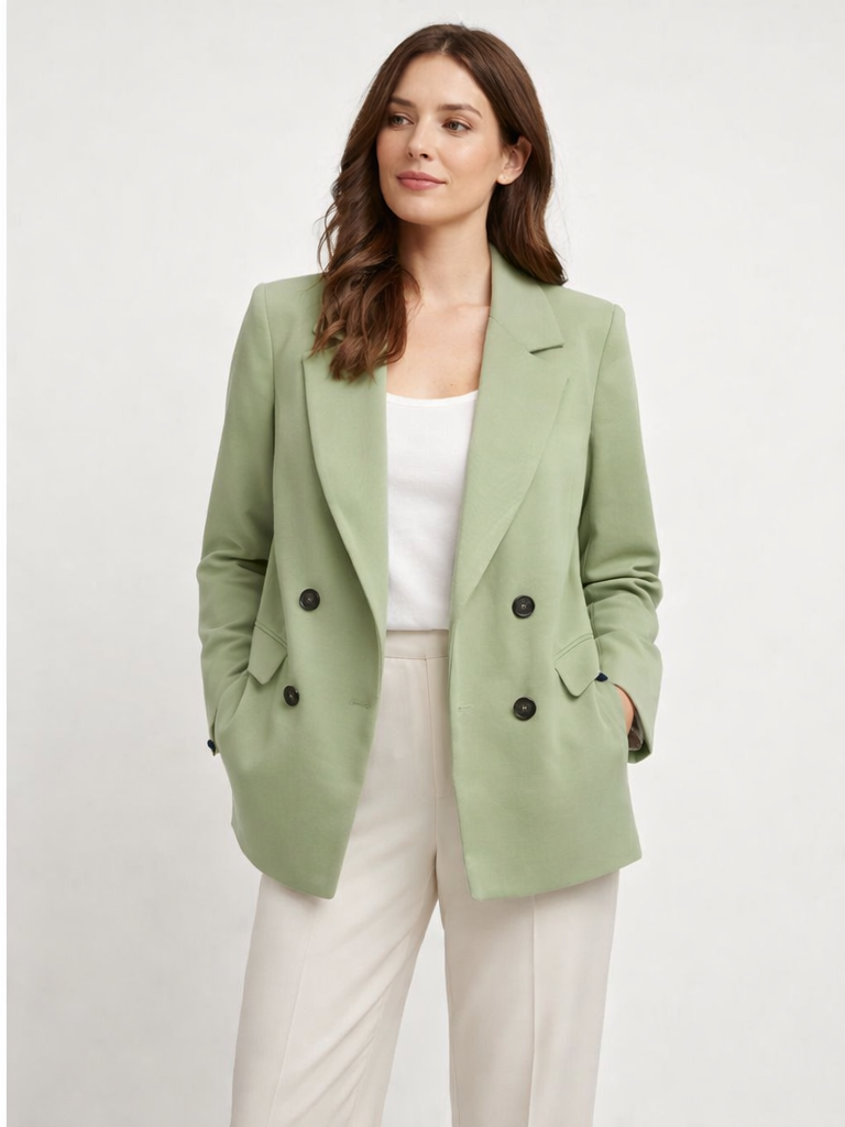 Gold Carino Fıstık Yeşili Kruvaze Kesim Blazer Ceket