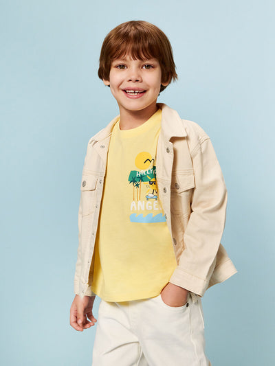 Bej Basic Erkek Çocuk Gabardin Ceket