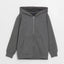 Antrasit Kapüşonlu Basic Uzun Kollu Erkek Çocuk Fermuarlı Sweatshirt