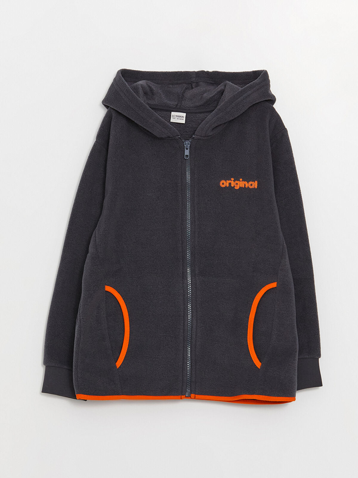 Antrasit Kapüşonlu Erkek Çocuk Polar Fermuarlı Sweatshirt