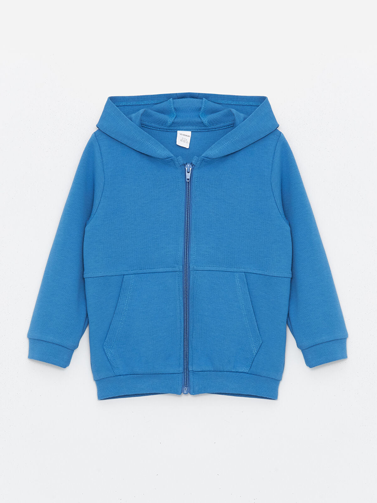 Mavi Kapüşonlu Uzun Kollu Erkek Bebek Fermuarlı Sweatshirt