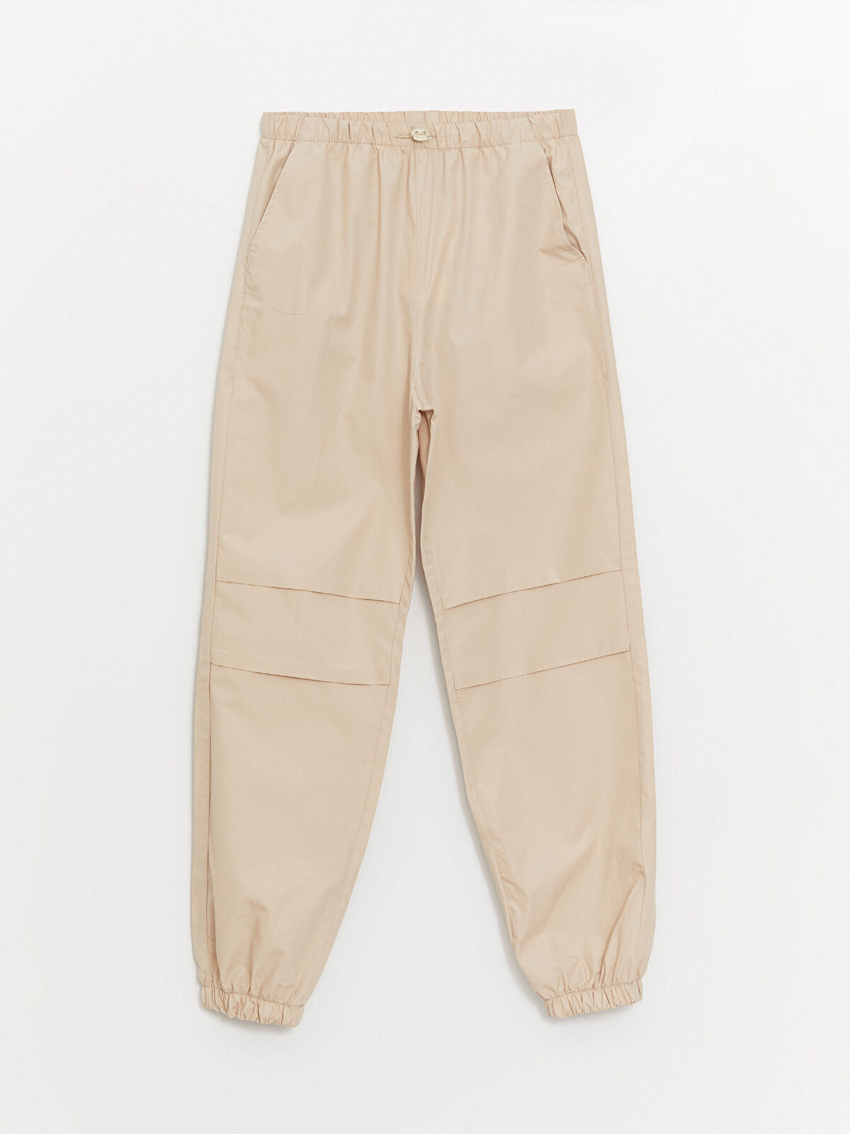 Bej Beli Lastikli Kız Çocuk Jogger Pantolon