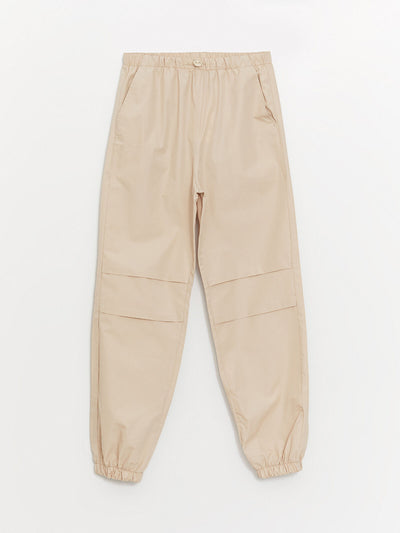 Bej Beli Lastikli Kız Çocuk Jogger Pantolon