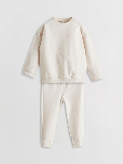 Bej Bisiklet Yaka Basic Erkek Bebek Pijama Takım