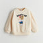 Bej Bisiklet Yaka Ayı Teddy Baskılı Kız Çocuk Sweatshirt