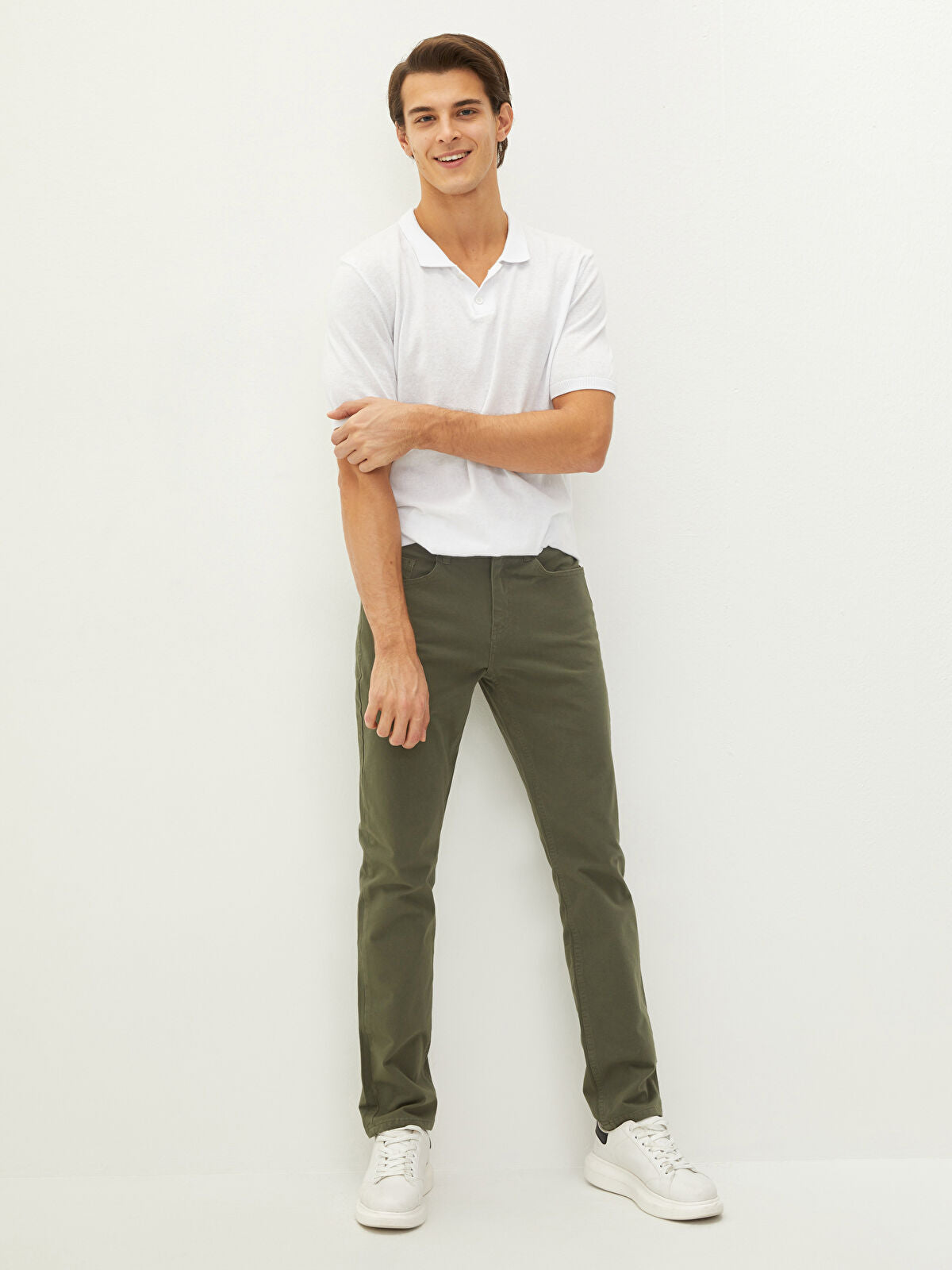 Haki Slim Fit Gabardin Erkek Chino Pantolon