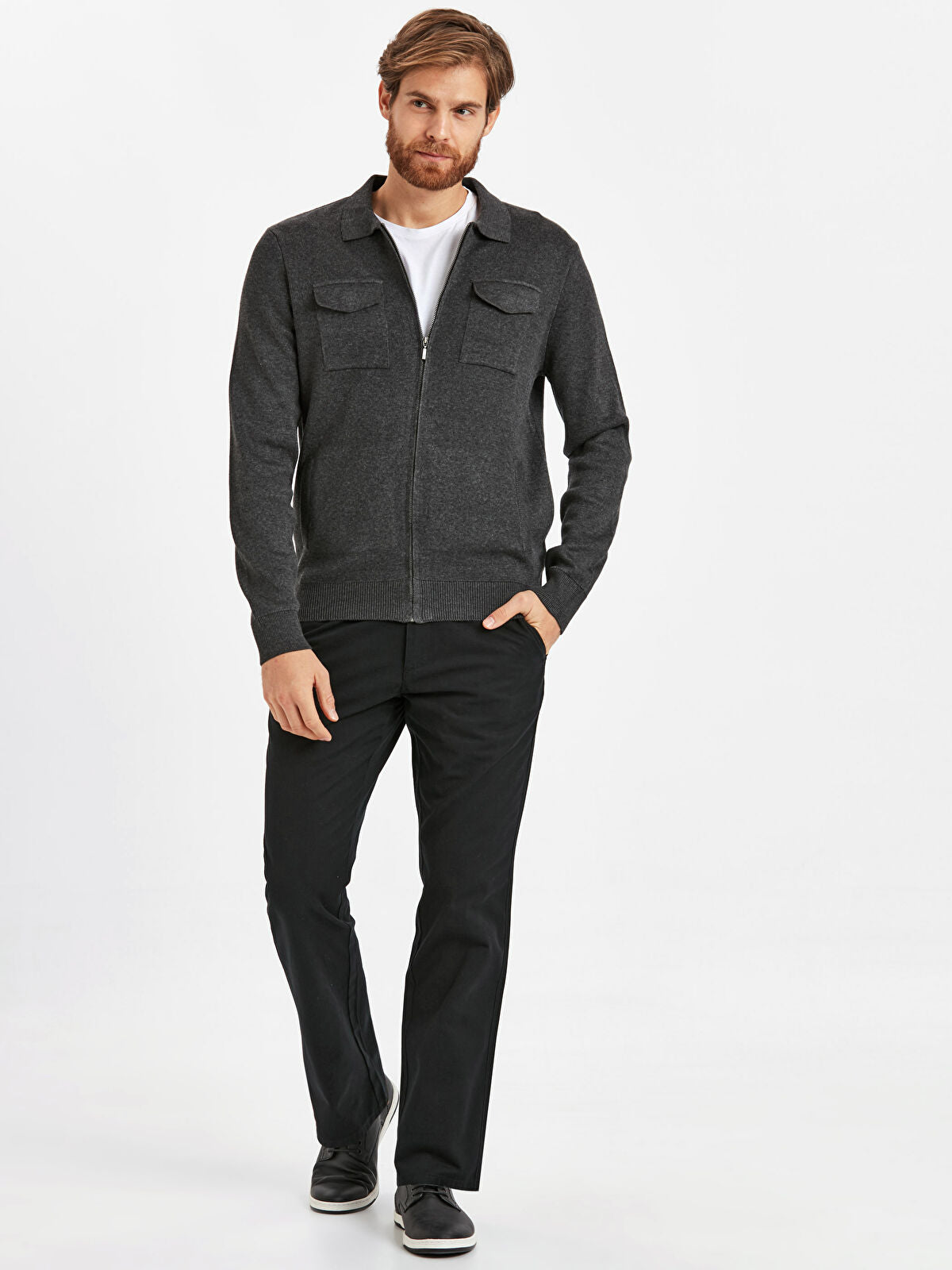 Siyah Gabardin Erkek Chino Pantolon