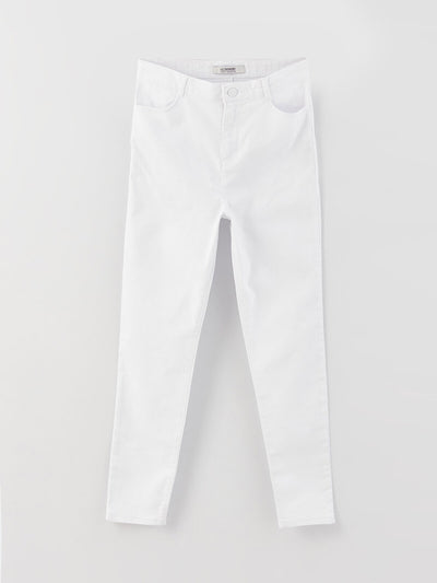 Beyaz Basic Gabardin Kız Çocuk Pantolon