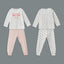 Beyaz Bisiklet Yaka Baskılı Kız Çocuk Pijama Takım 2'li