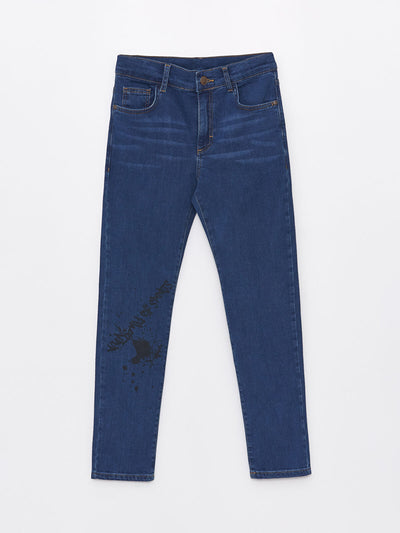 İndigo Beli Ayarlanabilir Lastikli Erkek Çocuk Jean Pantolon