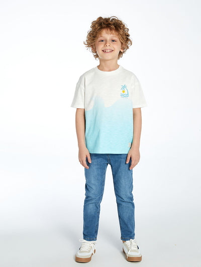 İndigo Beli Lastikli Erkek Çocuk Jean Pantolon