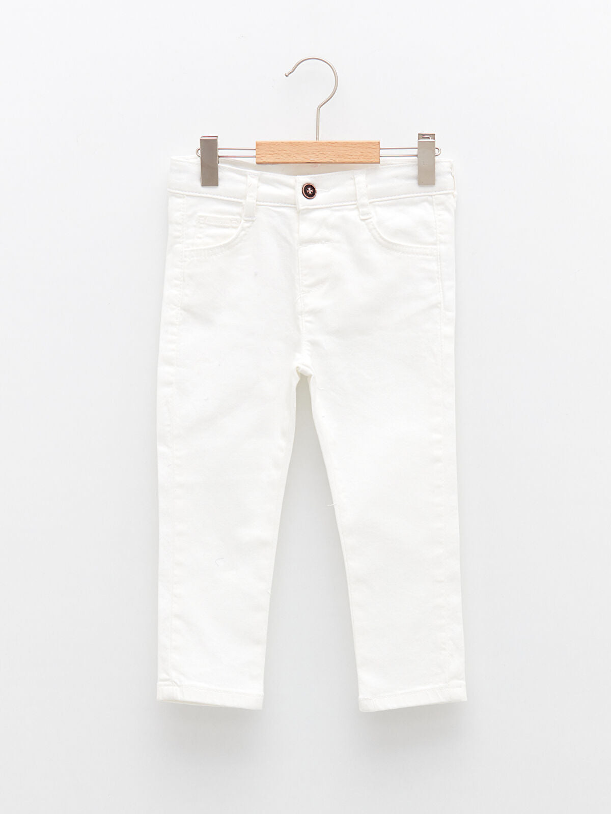 Beyaz Skinny Fit Basic Gabardin Erkek Bebek Pantolon