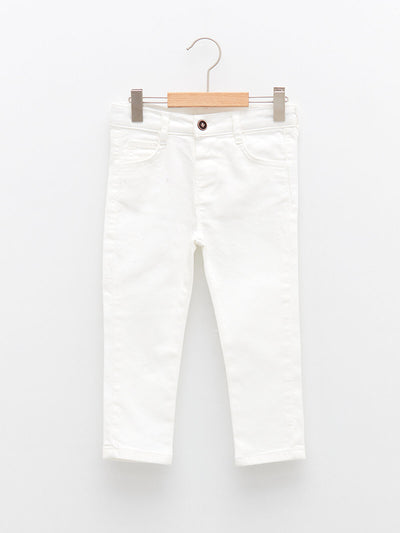 Beyaz Skinny Fit Basic Gabardin Erkek Bebek Pantolon