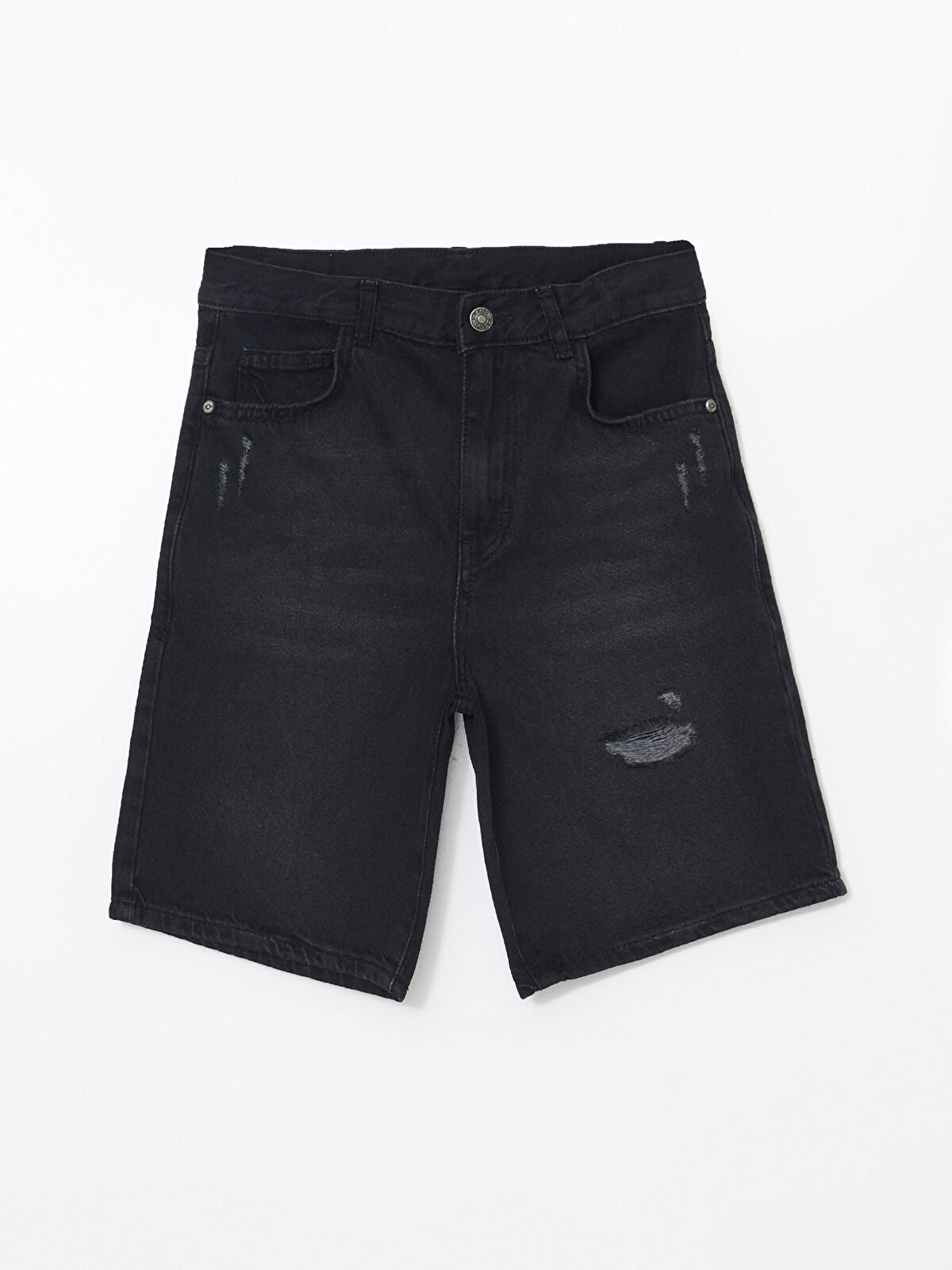 Siyah Beli Ayarlanabilir Lastikli Erkek Çocuk Jean Şort