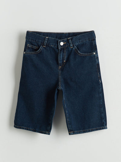 Siyah Beli Ayarlanabilir Lastikli Erkek Çocuk Jean Şort