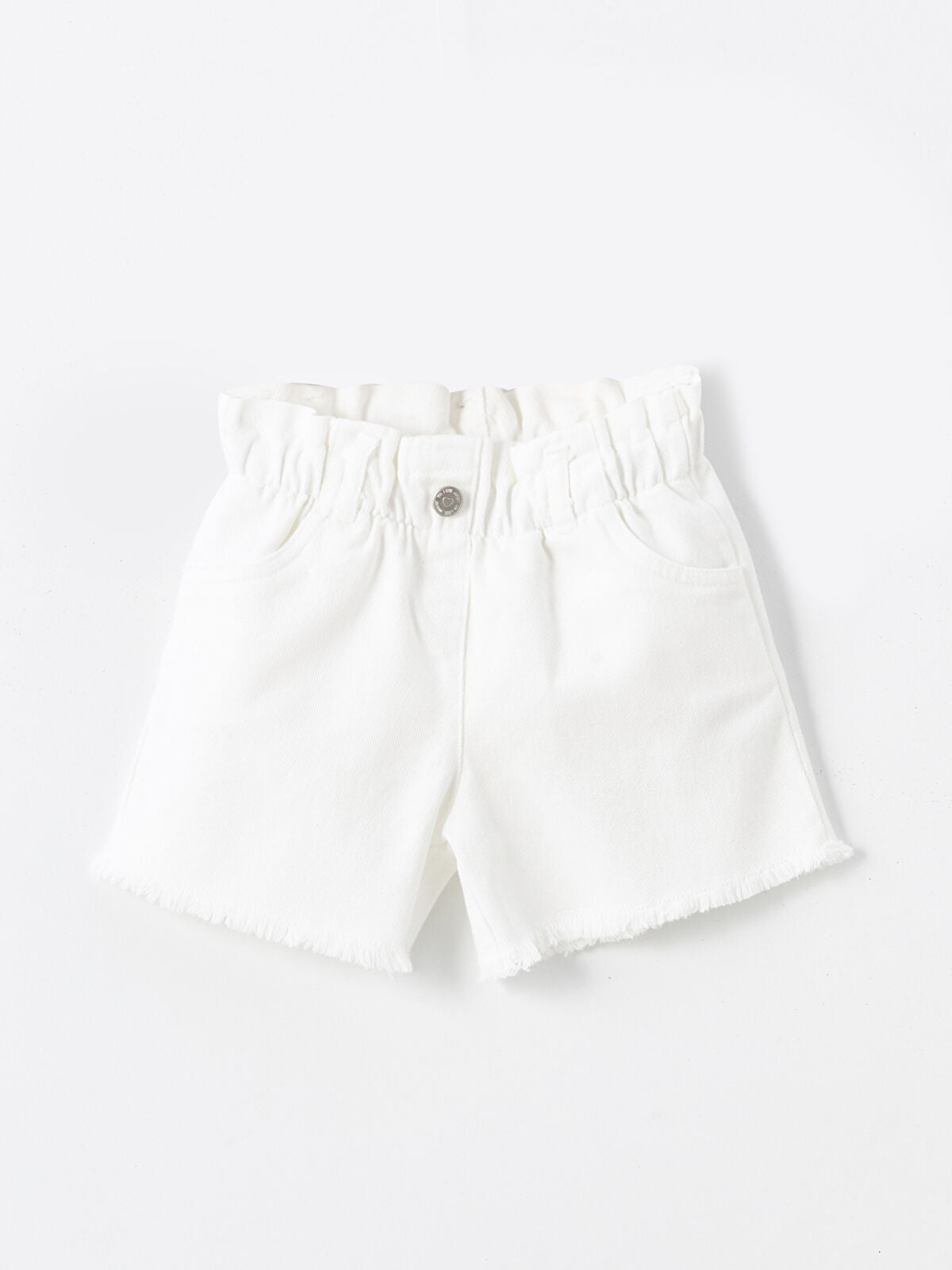 Ekru Beli Lastikli Basic Kız Bebek Şort