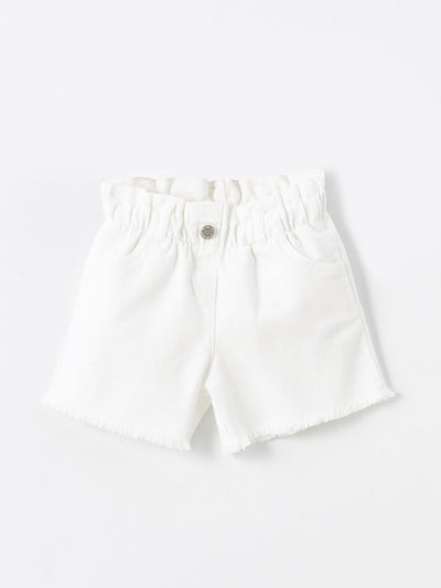 Ekru Beli Lastikli Basic Kız Bebek Şort