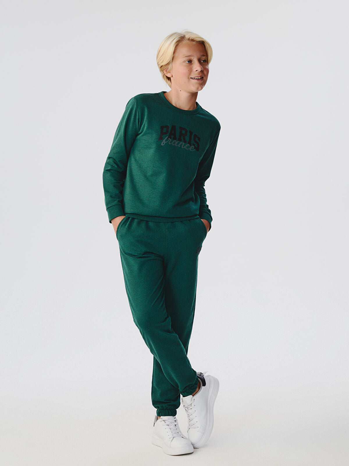 Yeşil Beli Lastikli Erkek Çocuk Jogger Eşofman Altı
