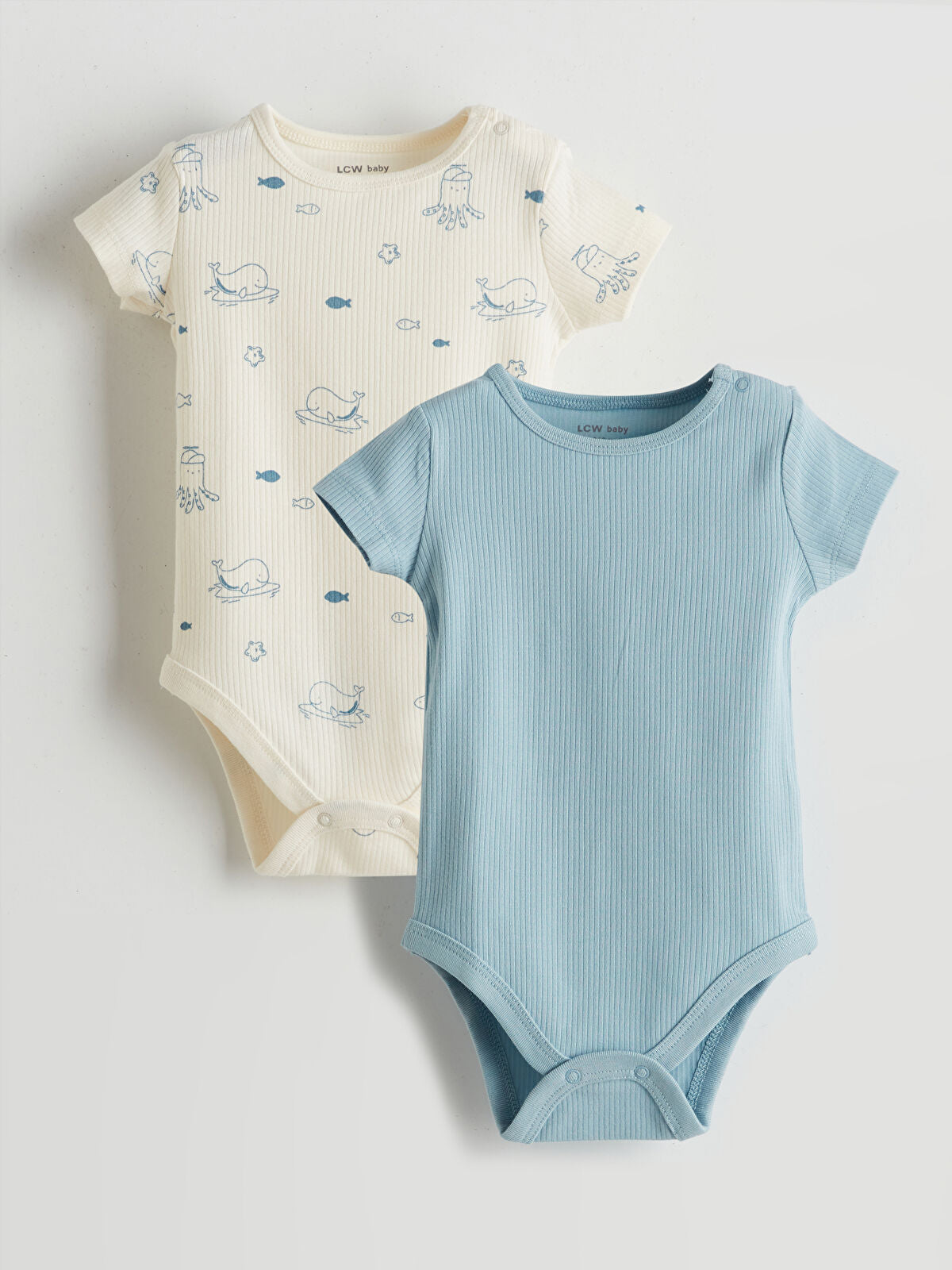 Ekru Erkek Bebek Çıtçıtlı Body 2'li
