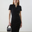 Siyah Polo Yaka Bodycon Elbise