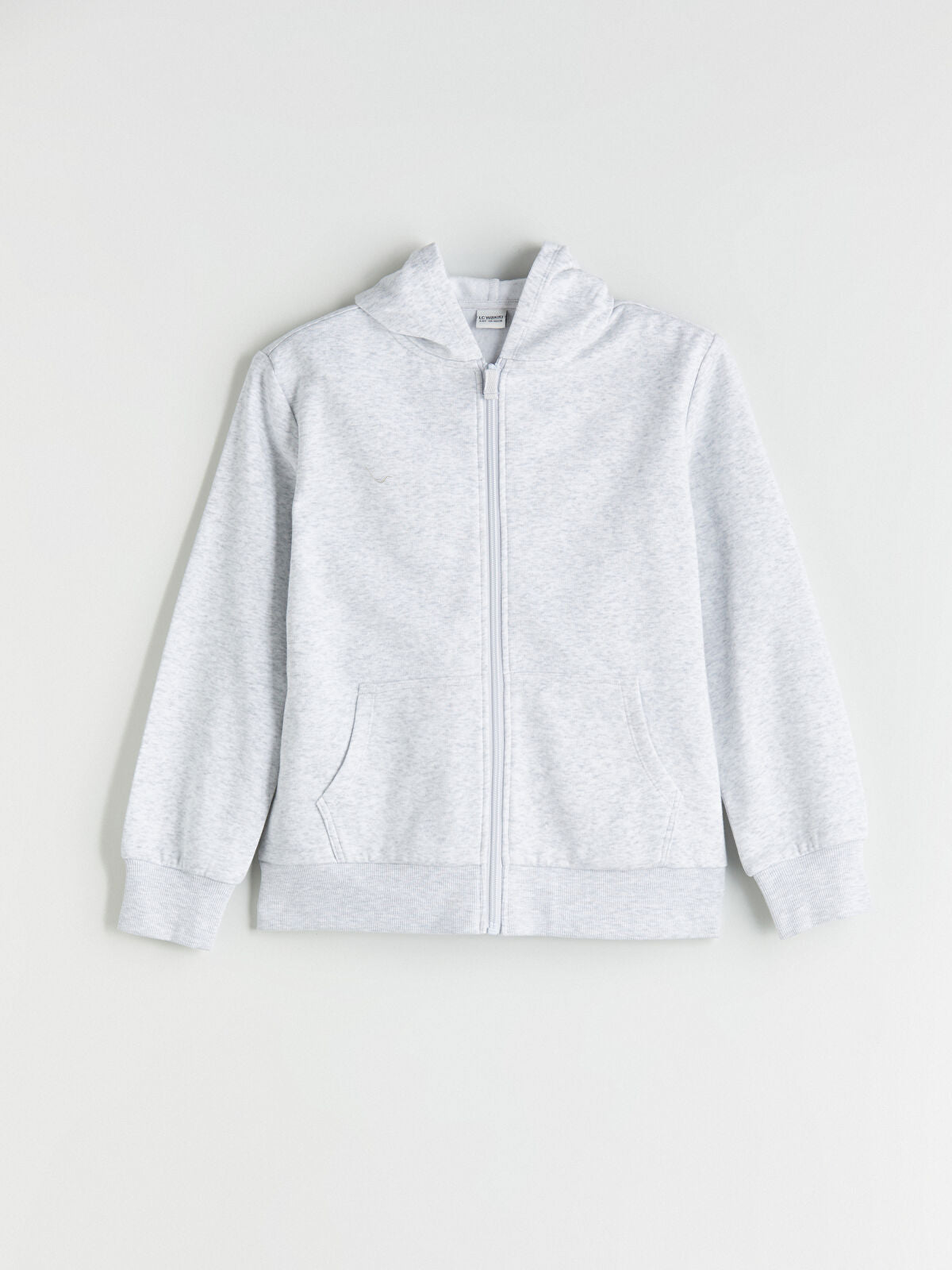Gri Uzun Kollu Kız Çocuk Fermuarlı Sweatshirt