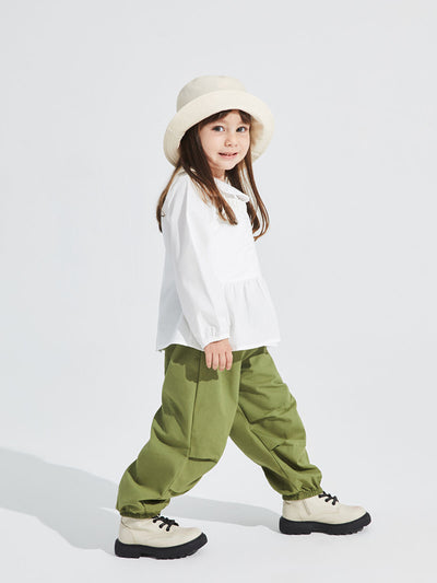 Haki Beli Lastikli Basic Gabardin Kız Bebek Pantolon