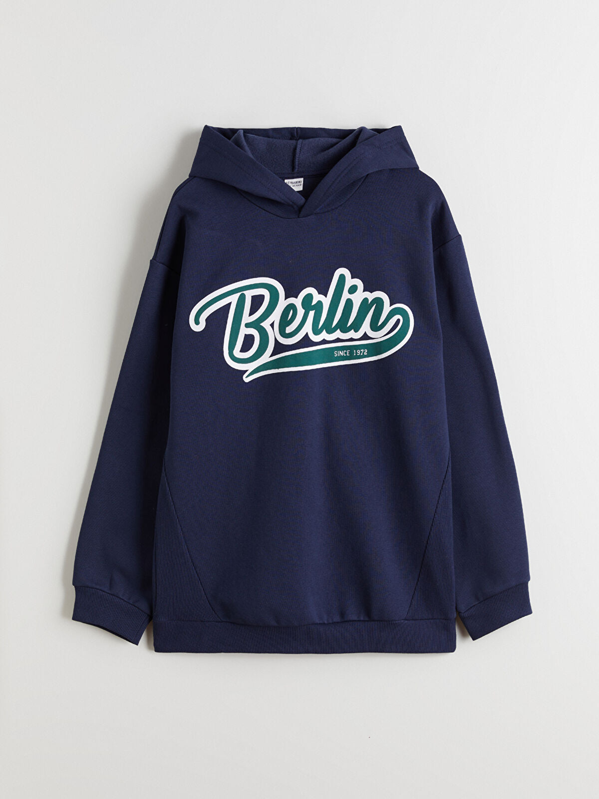 Lacivert Kapüşonlu Berlin Baskılı Erkek Çocuk Sweatshirt