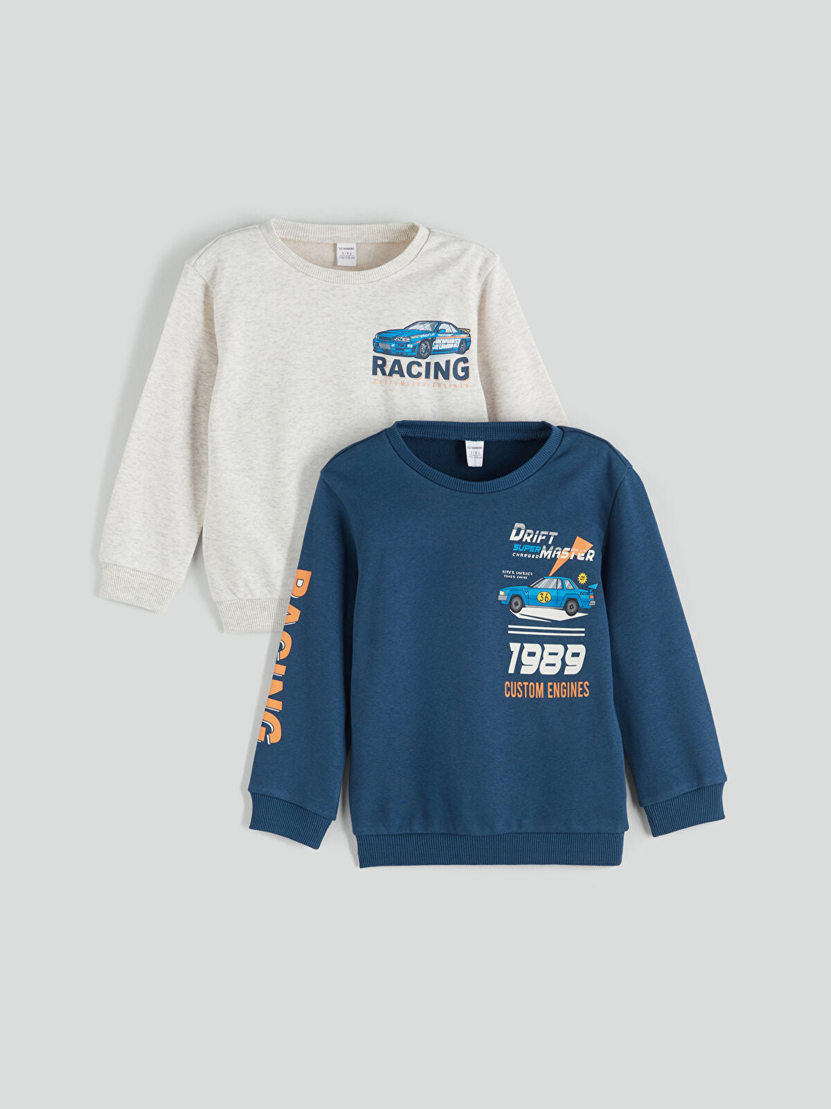 Petrol Bisiklet Yaka Baskılı Erkek Çocuk Sweatshirt 2'li