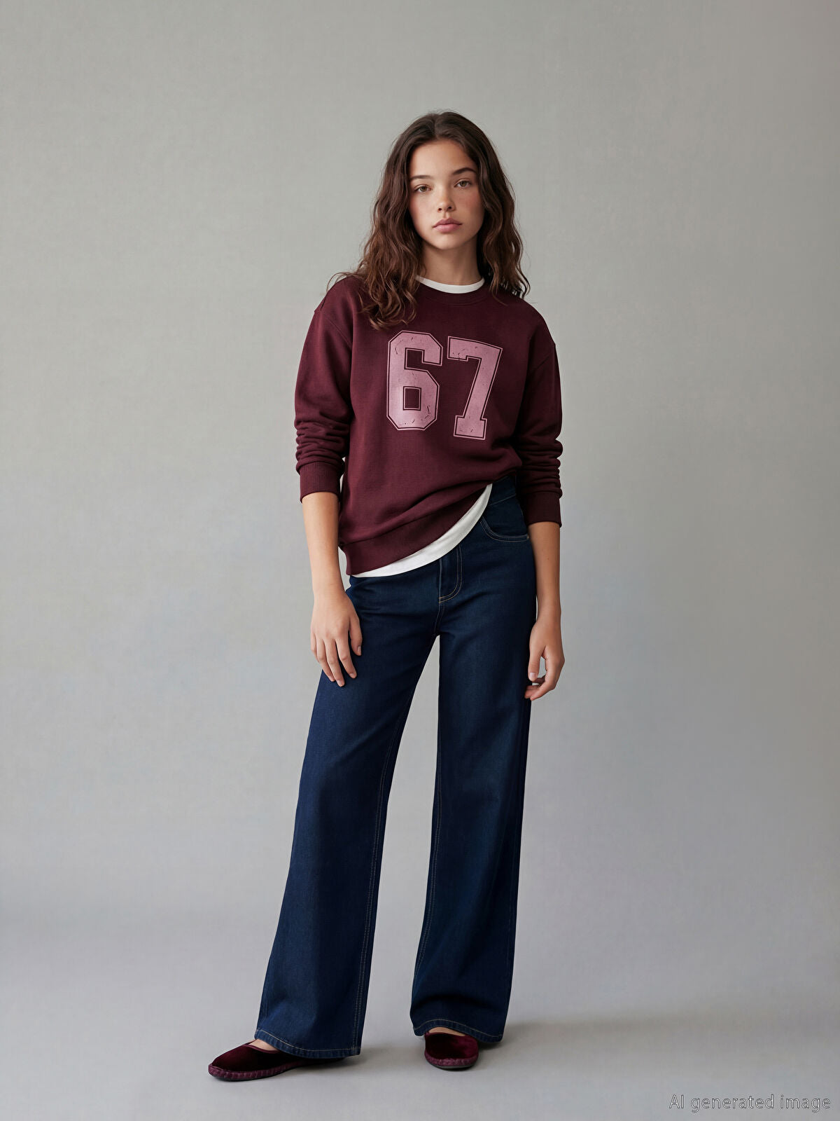 İndigo Wideleg Kız Çocuk Jean Pantolon