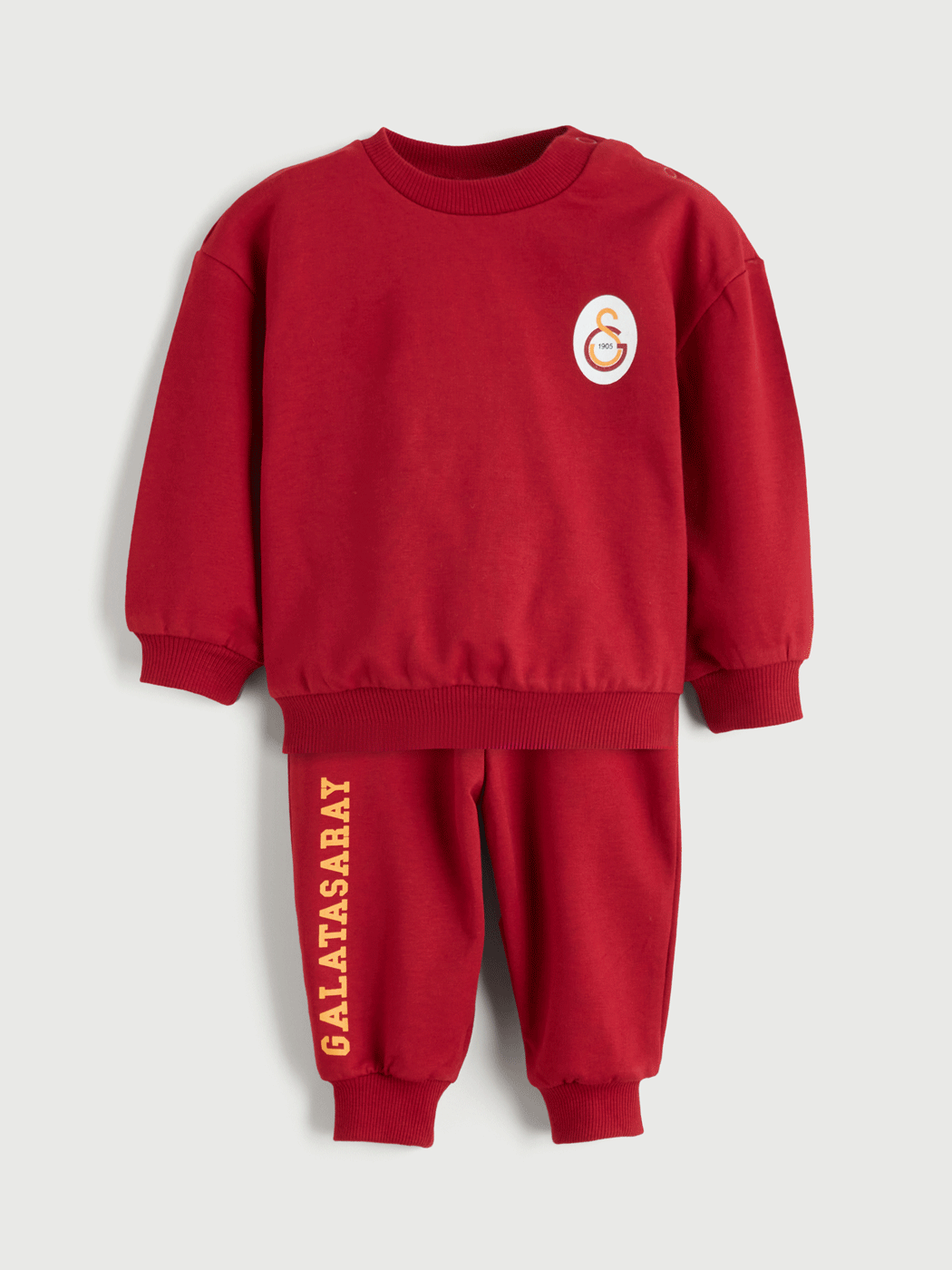 Kırmızı Bisiklet Yaka Galatasaray Baskılı Erkek Bebek Sweatshirt ve Eşofman Alt 2'li Takım