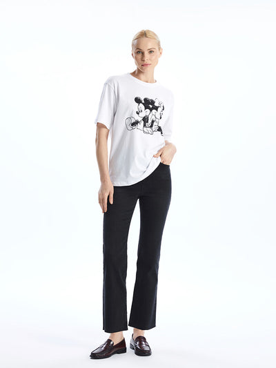 Siyah Crop Flare Kadın Jean Pantolon