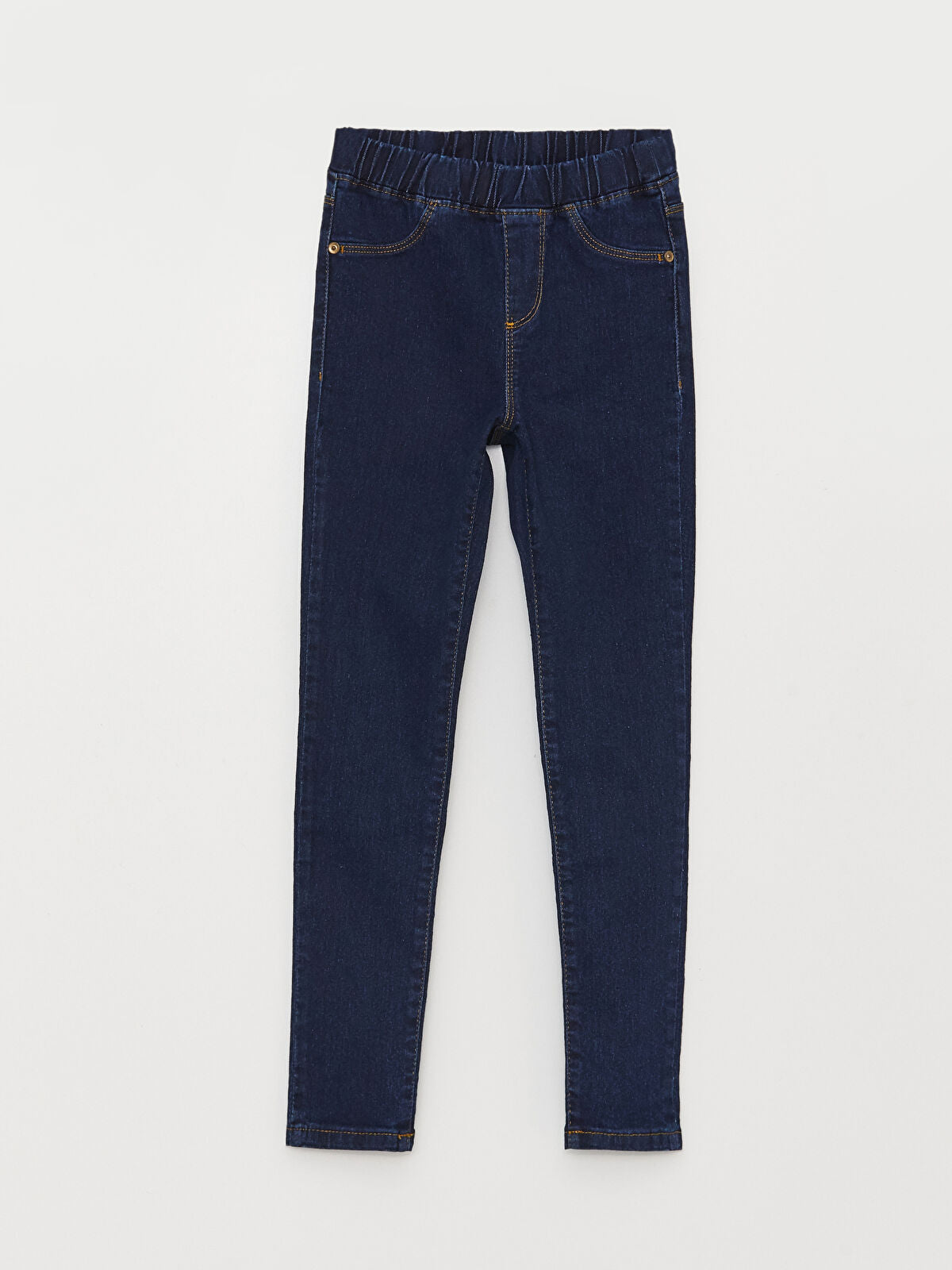 Mavi Beli Lastikli Super Skinny Fit Kız Çocuk Jean Pantolon