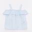 Mavi Kare Yaka Askılı Kız Bebek Poplin Bluz