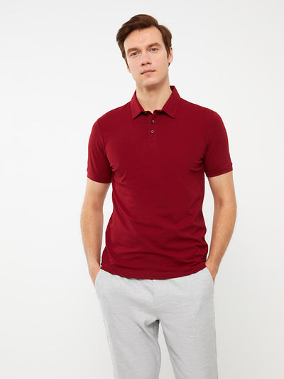 Bordo Polo Yaka Kısa Kollu Erkek Tişört