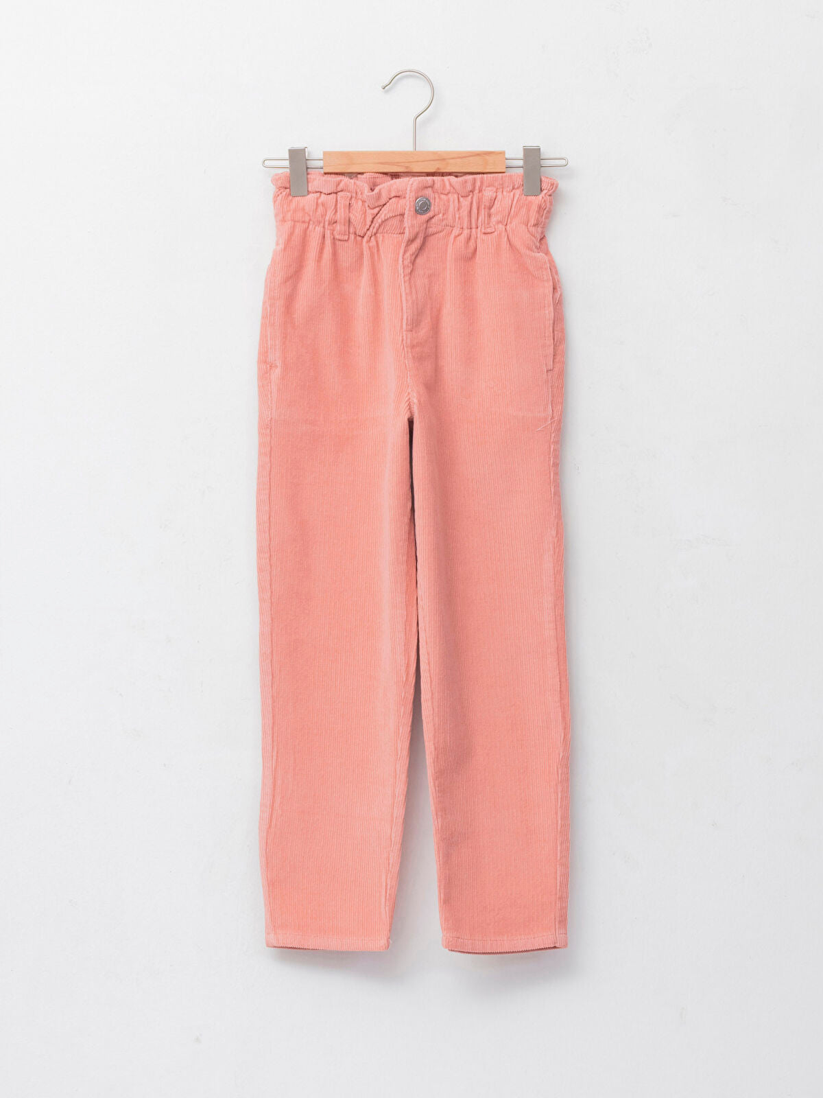 Pembe Beli Lastikli Basic Kadife Kız Çocuk Pantolon