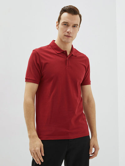 Bordo Polo Yaka Kısa Kollu Pike Erkek Tişört