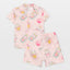 Pembe Polo Yaka Kız Bebek Şortlu Pijama Takımı