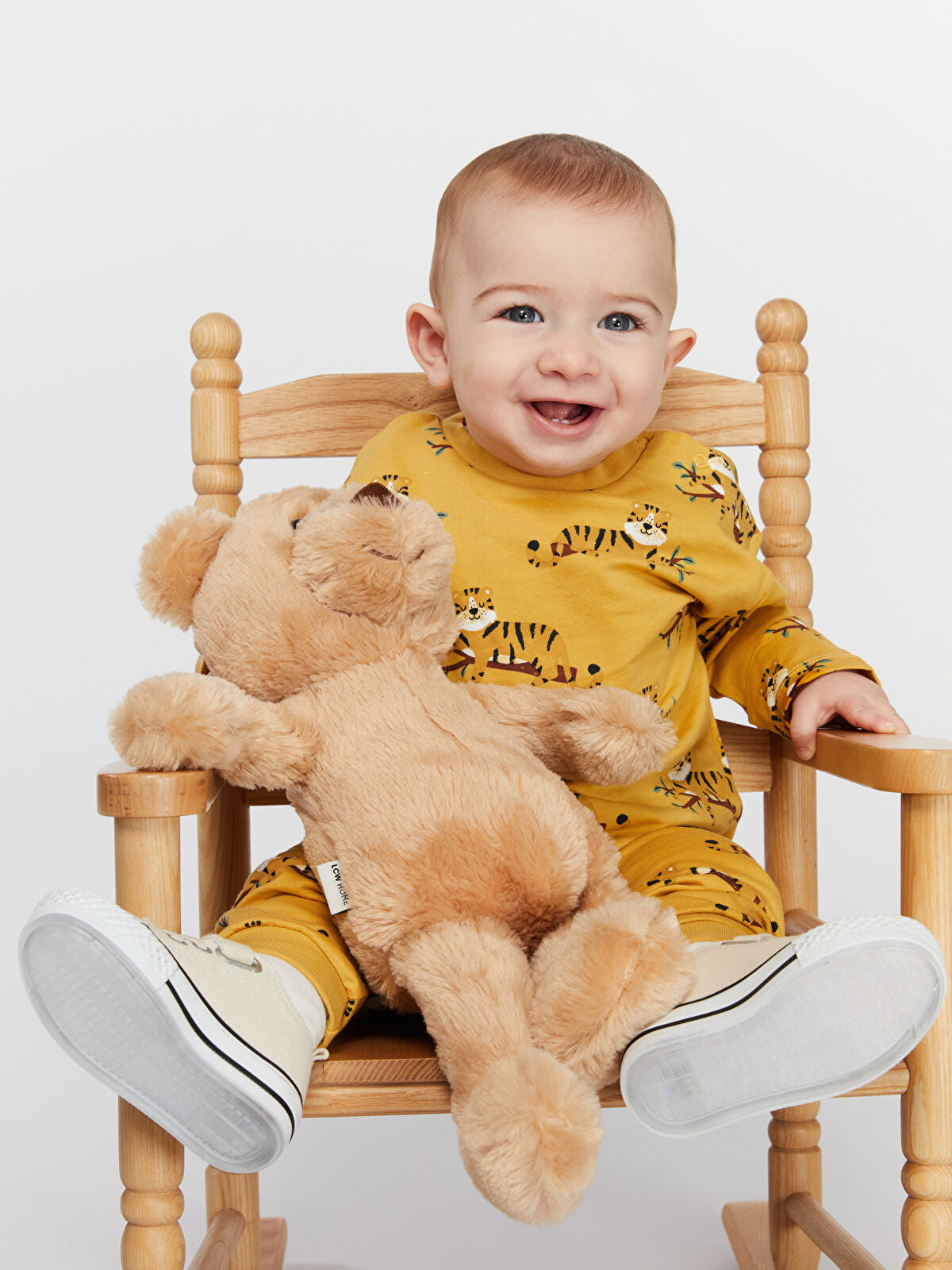 Sarı Bisiklet Yaka Baskılı Erkek Bebek Pijama Takımı