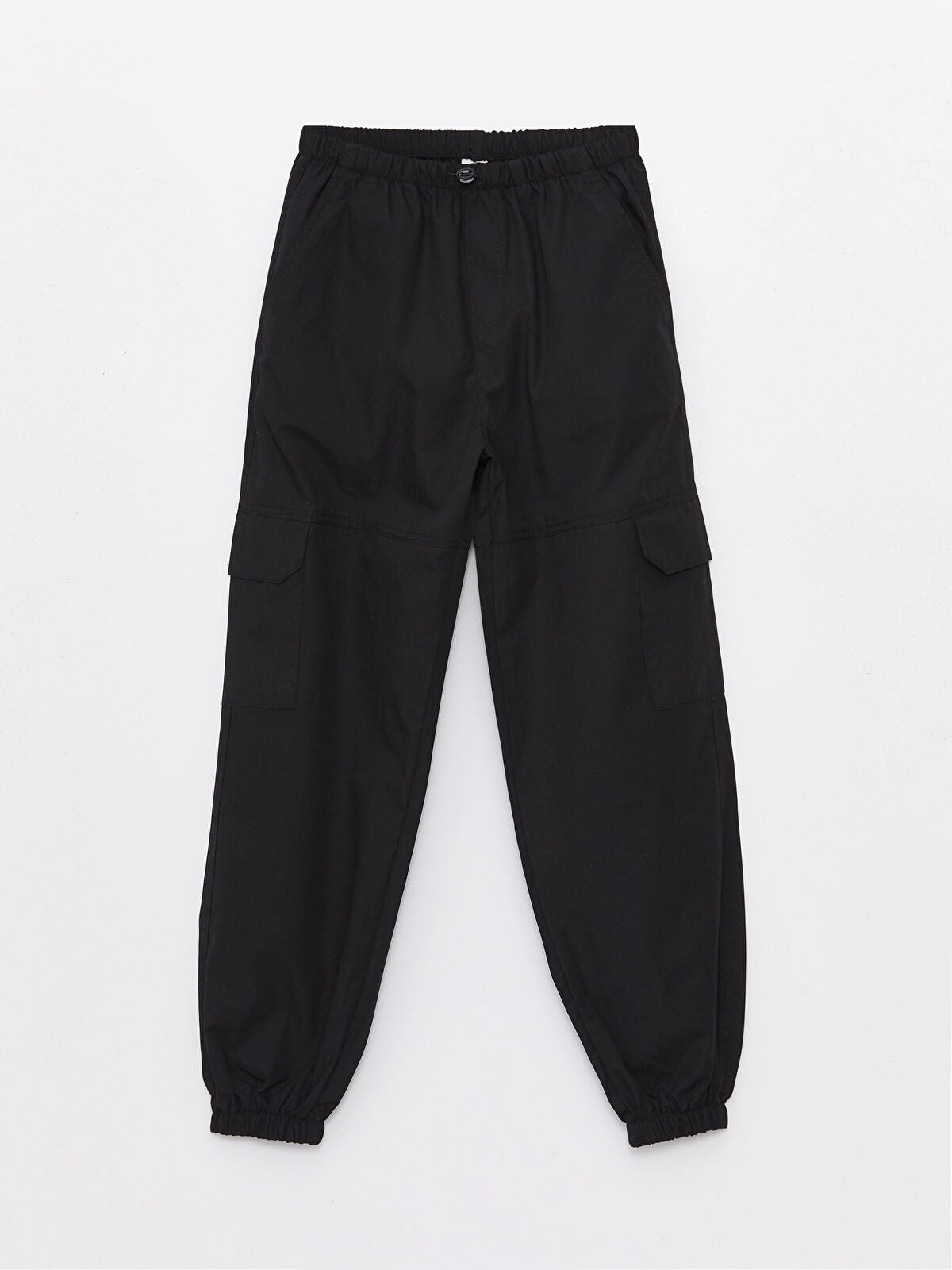 Siyah Beli Lastikli Kız Çocuk Kargo Jogger Pantolon
