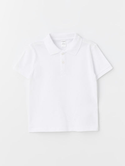 Beyaz Polo Yaka Kısa Kollu Basic Erkek Bebek Tişört