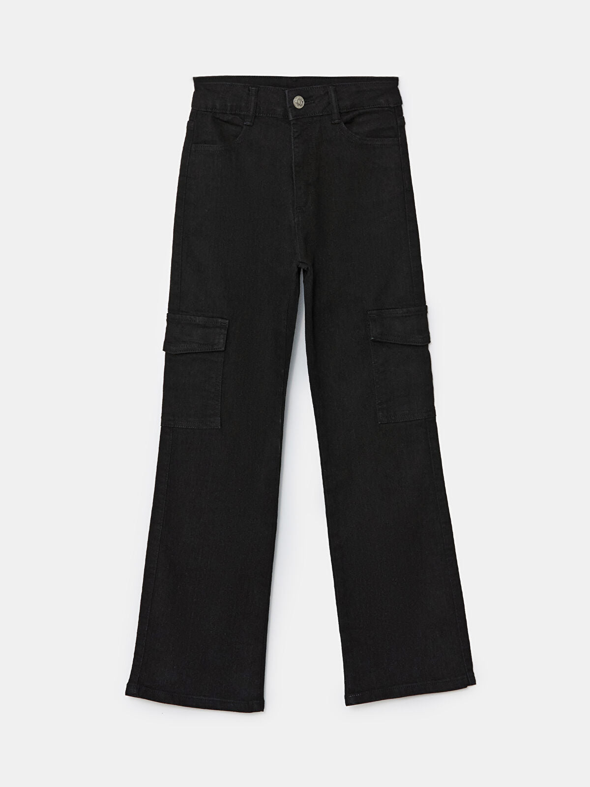 Siyah İspanyol Paça Kız Çocuk Jean Pantolon