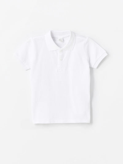 Beyaz Polo Yaka Kısa Kollu Basic Erkek Çocuk Tişört