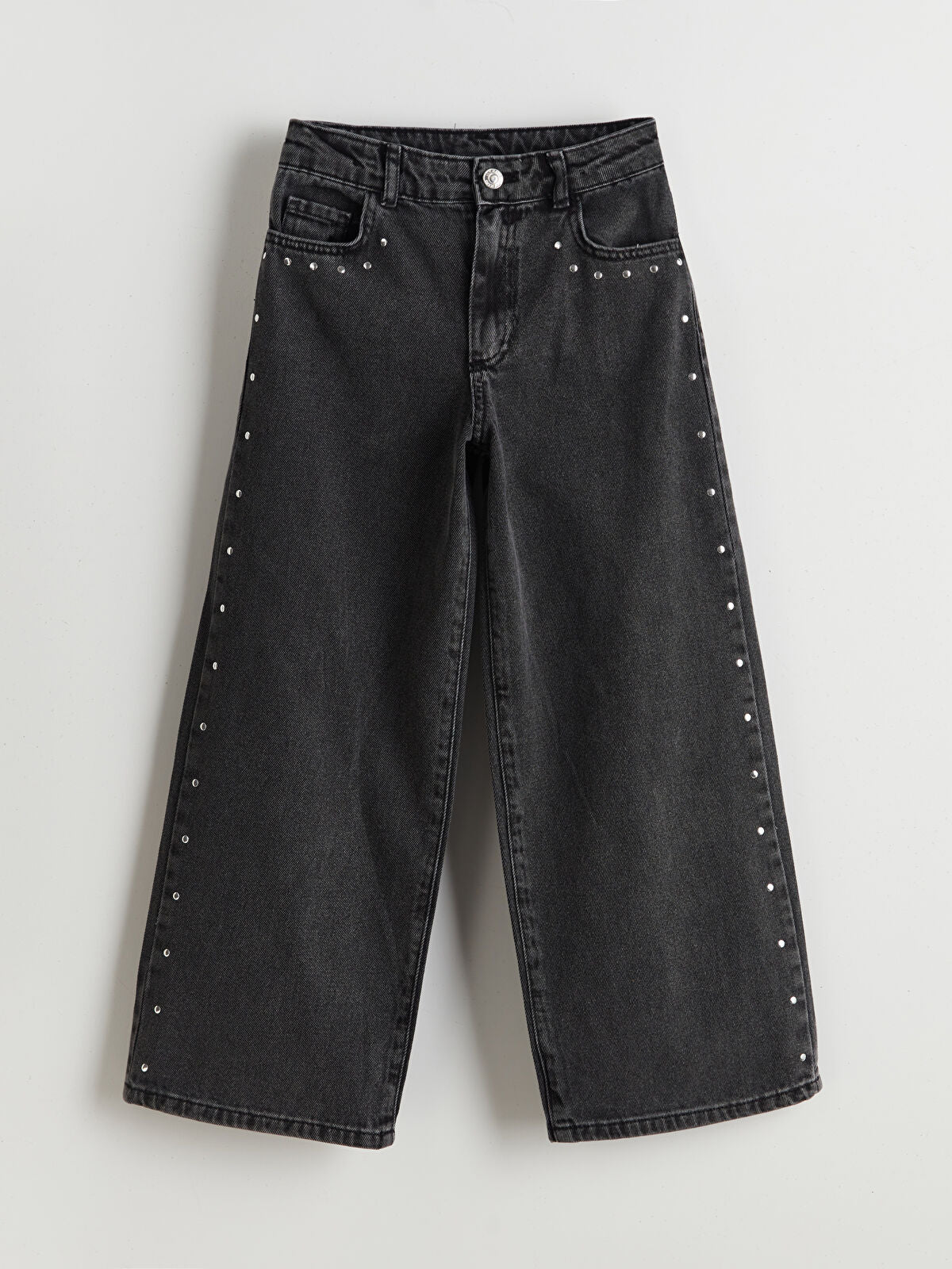 Siyah Wideleg Kız Çocuk Jean Pantolon