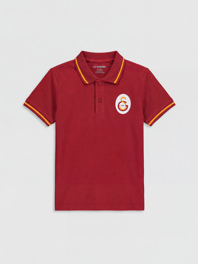 Kırmızı Polo Yaka Galatasaray Baskılı Erkek Çocuk Tişört