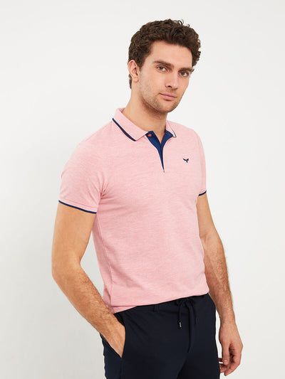 Pembe Polo Yaka Kısa Kollu Pike Erkek Tişört