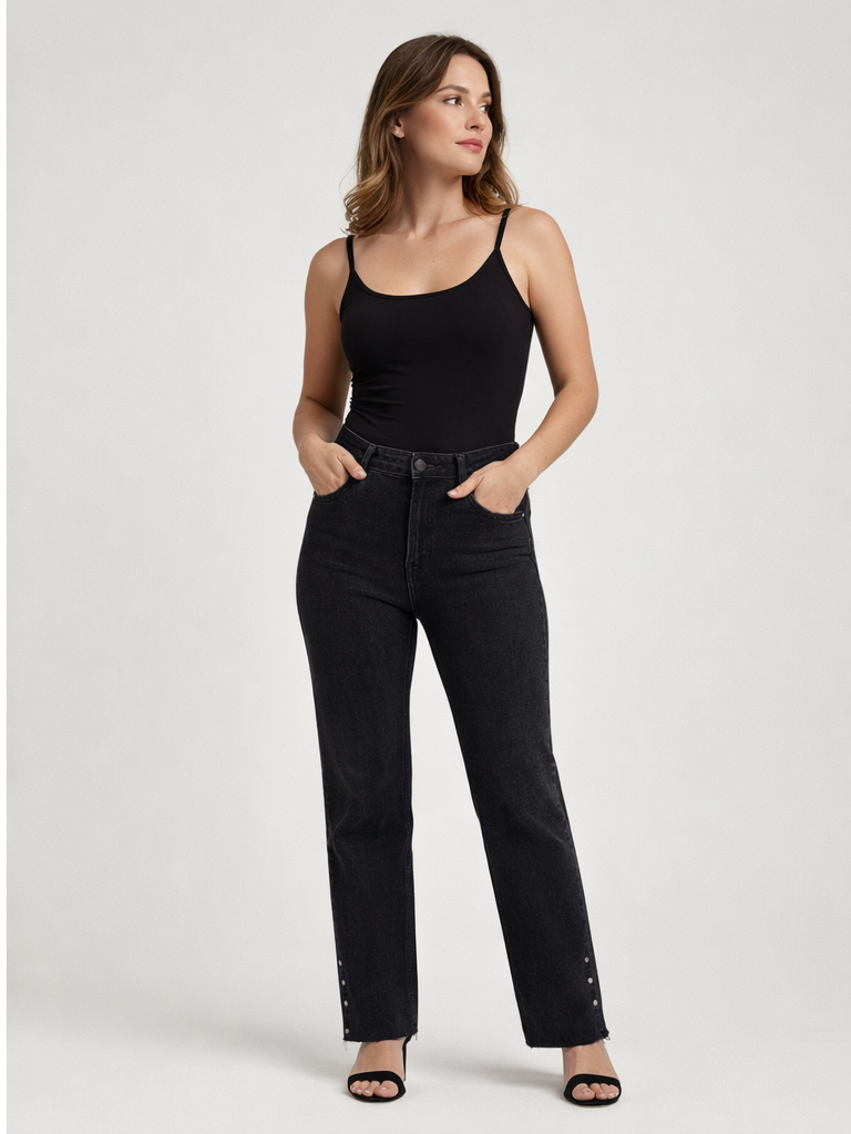 Xlove Siyah Cep Ve Paça Detaylı Taşlı Jean