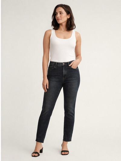 Xlove Vintage Yıkama Koyu İşıltılı Denim Pantolon