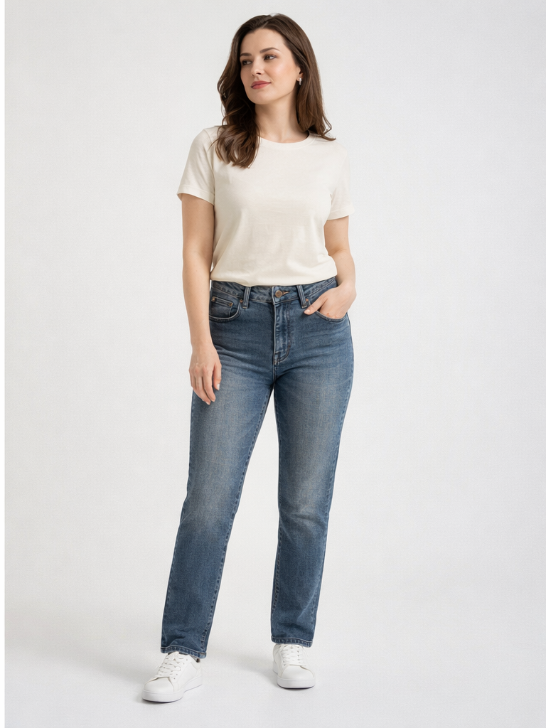 Xlove Klasik Mavi Yüksek Bel Jean Pantolon