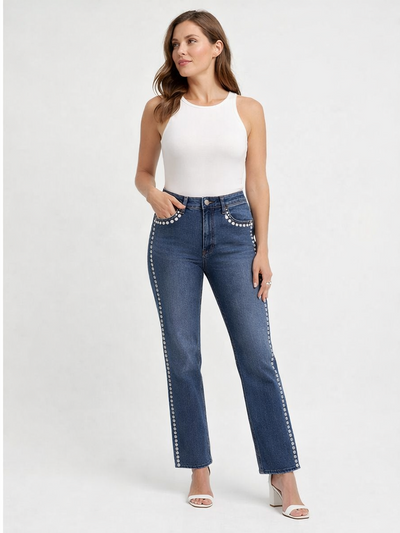 Xlove Yanları Zımba Detaylı Mavi Jean Pantolon